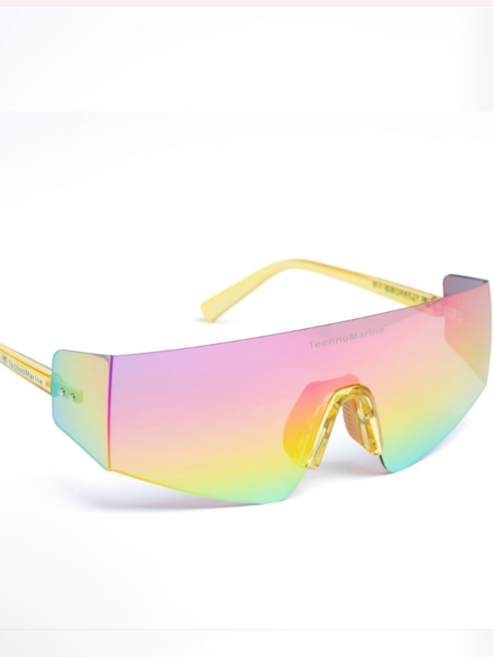 Technomarine Yellow Rainbow Mirrored Shield Sunglasses